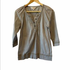 NORTHERN REFLECTIONS Grey Cotton Peasant Top XS
